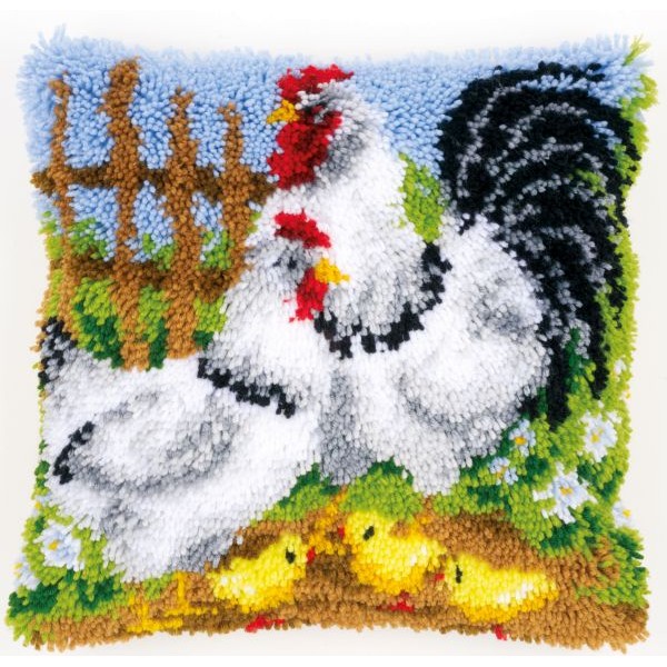 Coussin Famille de Poules