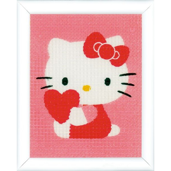 Borduurpakket HK kinderen Hello Kitty met Hart