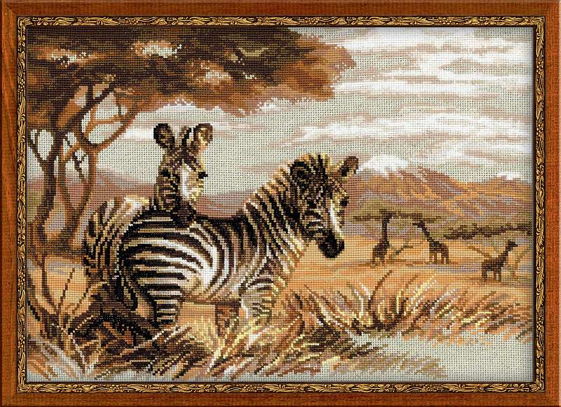 Kit de broderie Zèbres dans la savane