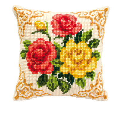 Coussin Roses Jaune et Rouge