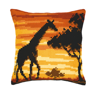 Coussin Giraffe au Coucher du Soleil