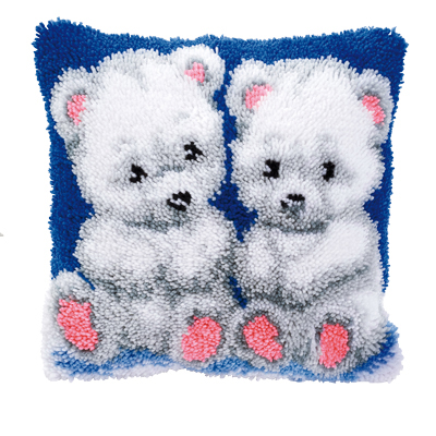 Coussin 2 Oursons en peluche