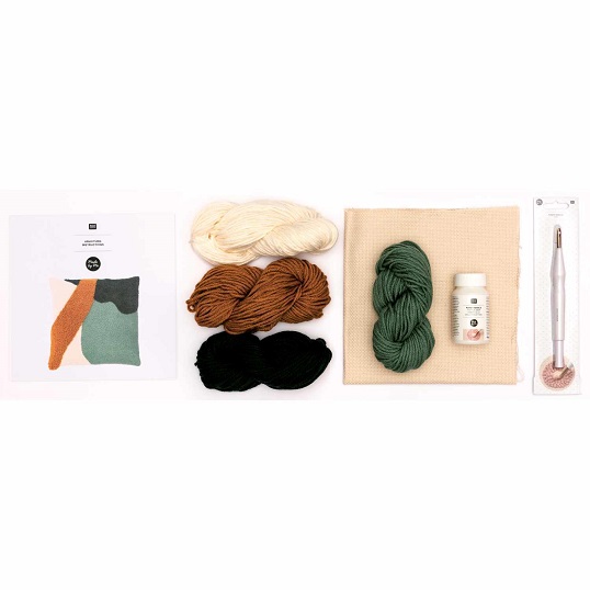 Punch Needle Kussen Mustard/Green