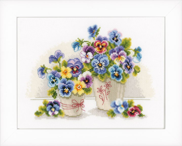 Kit de broderie Vases avec Pansies