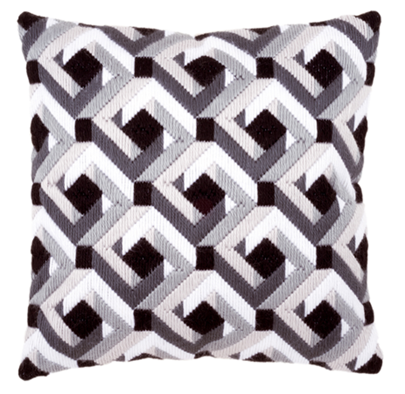 Coussin point lancé Noir et Blanc