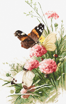 Kit de broderie Papillons dans le champ de fleurs