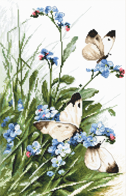 Kit de broderie Papillons entre les fleurs