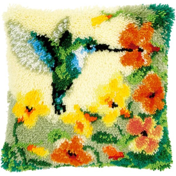 Kussen Kolibri met Bloemen