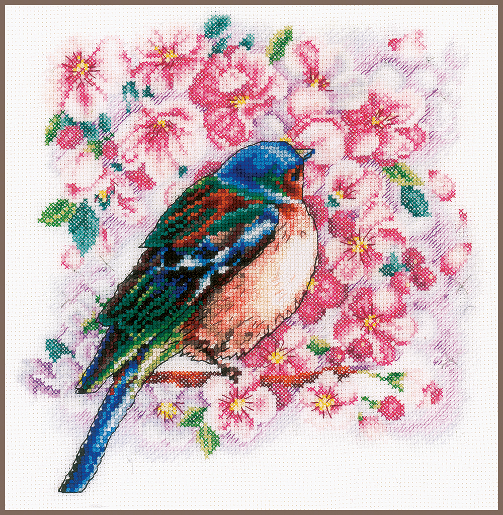 Kit de broderie Oiseau à la fleurs