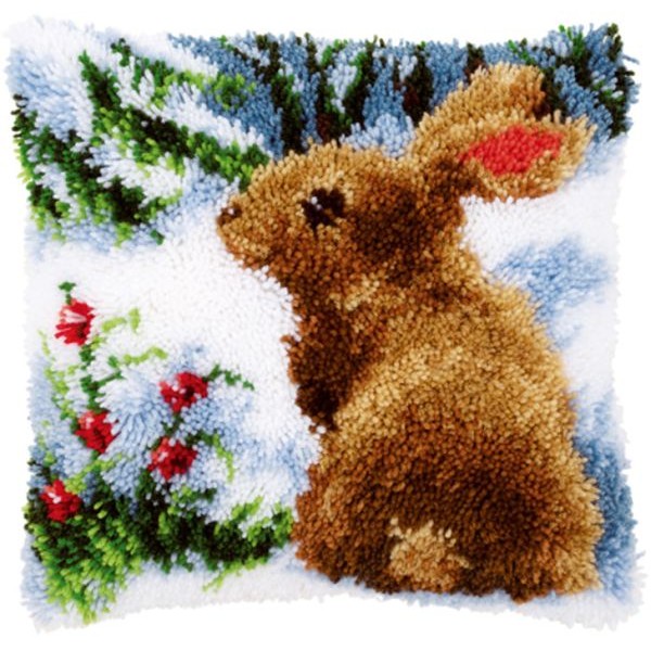 Coussin Lapin dans la Neige