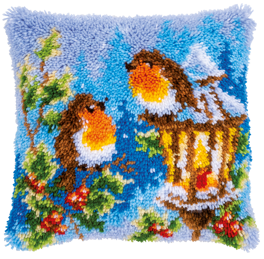 Coussin Rouges-gorges dans la Neige