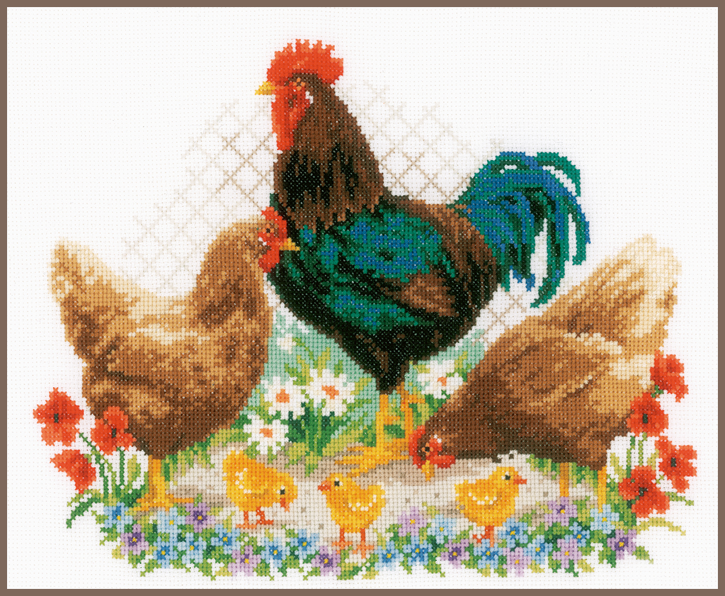 Kit de broderie Coq et Poulets