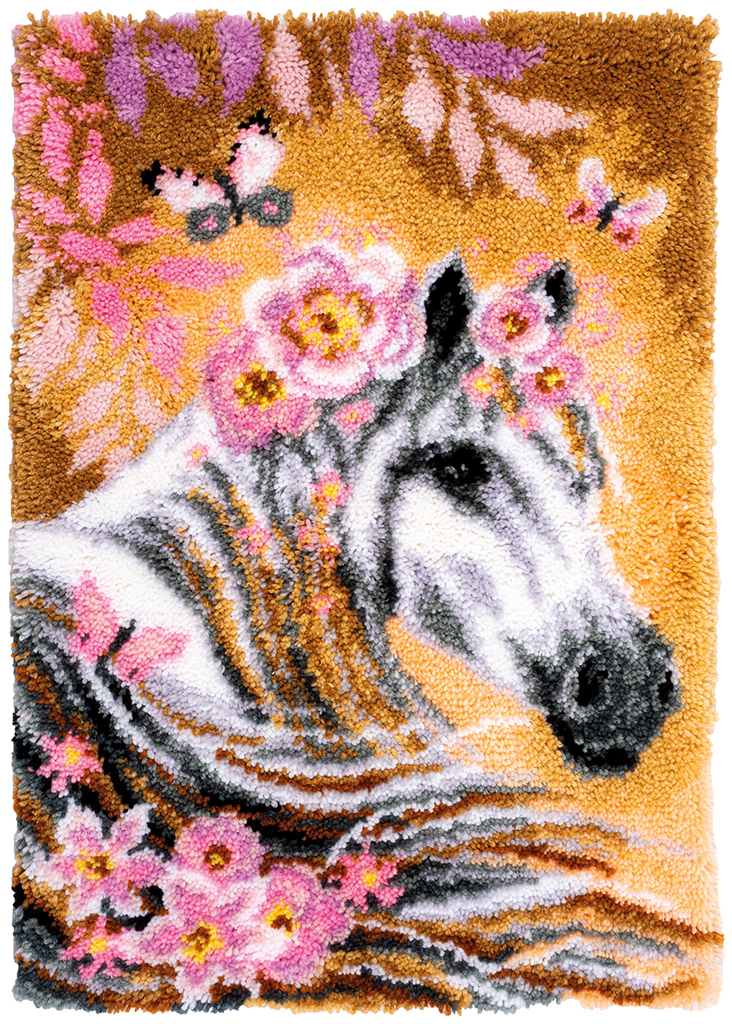 Tapis Noué Cheval avec des Fleurs