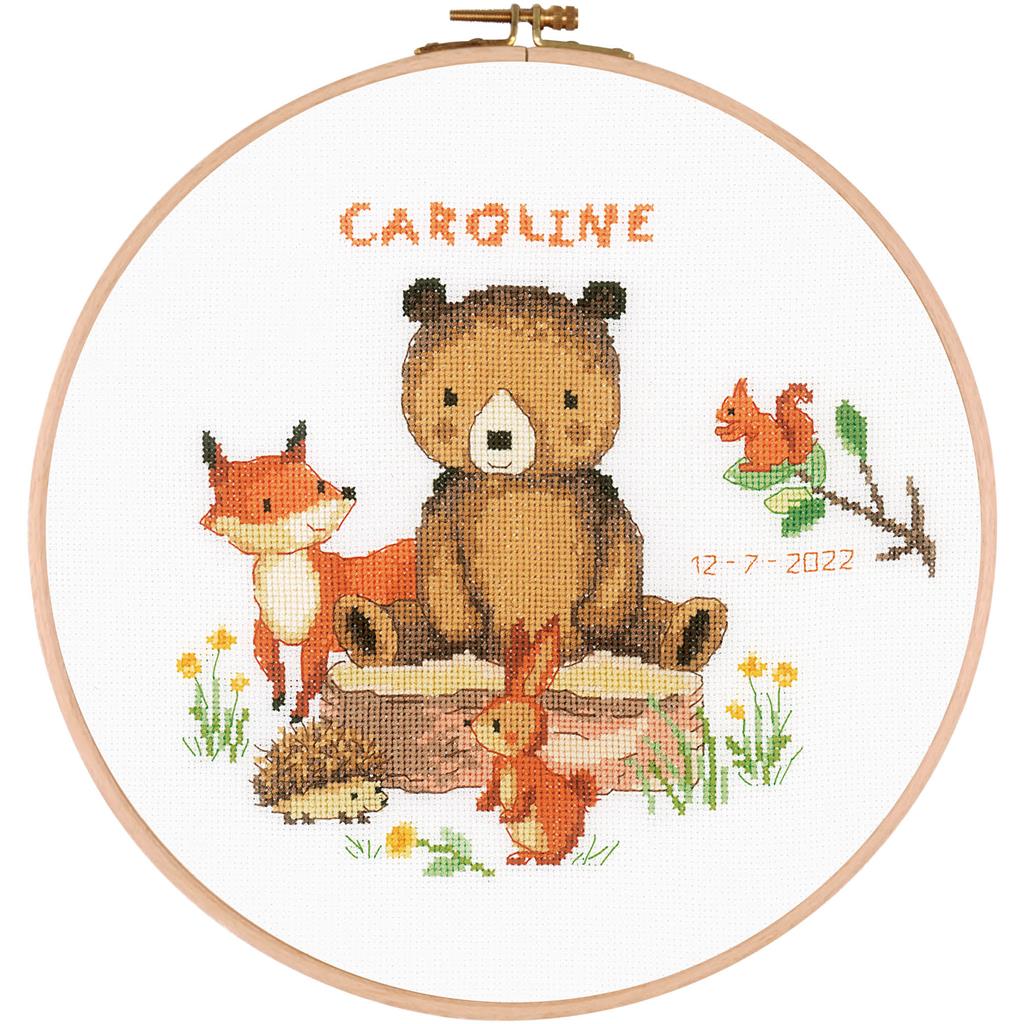 Kit de broderie avec cerceau Animaux de la Fôret