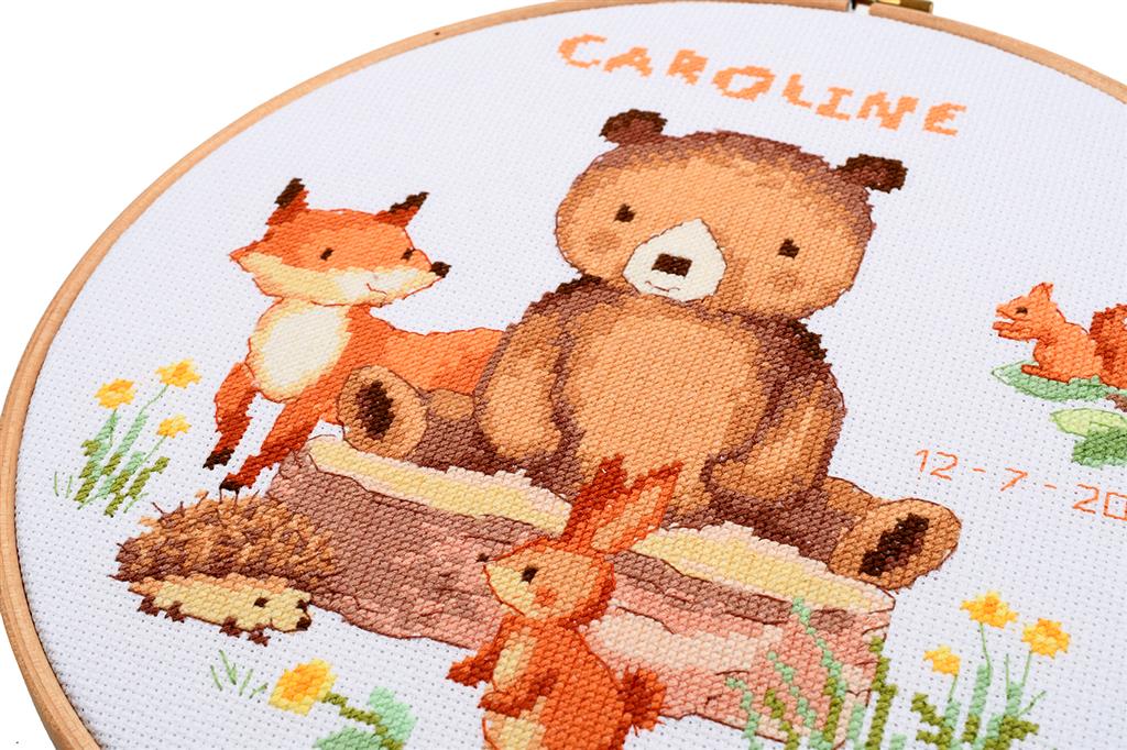 Kit de broderie avec cerceau Animaux de la Fôret