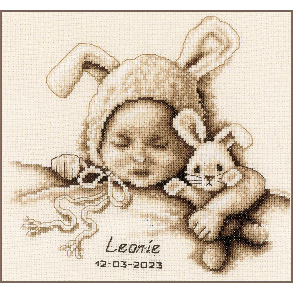 Kit de broderie Bébé  et Lapin Câlin