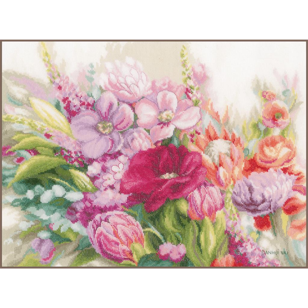 borduurpakket Lanarte telpakket kit Bright Florals PN-0205167