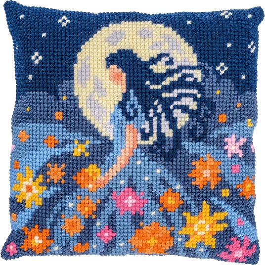 Kruissteekkussen Vervaco Meisje met de Maan PN-0212136