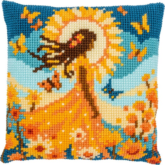 Kruissteekkussen Vervaco Meisje met de Zon PN-0212141