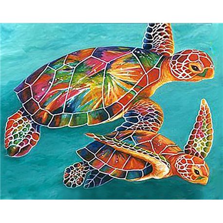 Diamond Painting Tortues Colorées