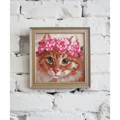 Diamond Painting Poes met Bloemen