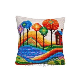 kruissteekkussen Collection d'Art Blue Lake