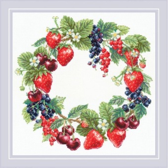 Borduurpakket Riolis 'Wreath with Berries' ri-2323