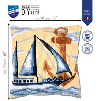 Kruissteekkussen Zeilboot