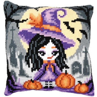 Kruissteekkussen Vervaco 'Halloweengirl' PN-0207487