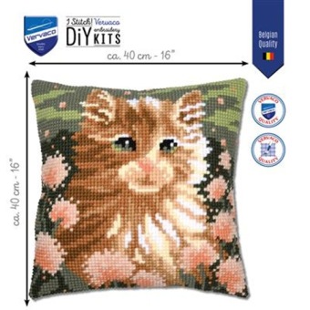 Kruissteek kussen Kitten 