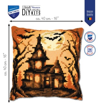 Kruissteekkussen Halloween Huis