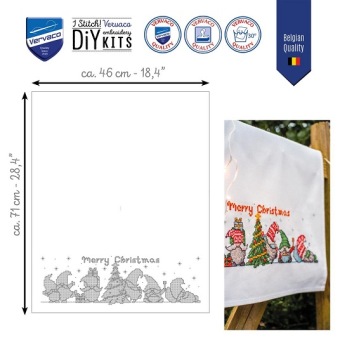 Borduurpakket Handdoek Gnomes met Kerstboom