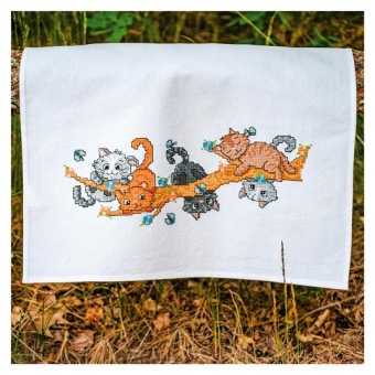 Borduurpakket Vervaco Handdoek Spelende Poesjes PN-0217574