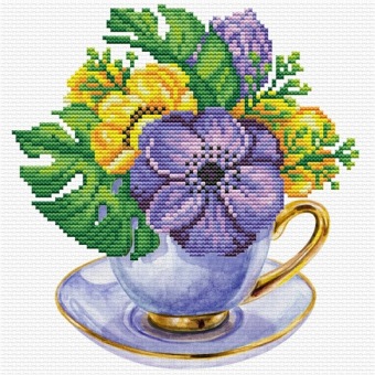 Voorbedrukt borduurpakket Needleart World 'Mauve Cup' NW-NC250.002