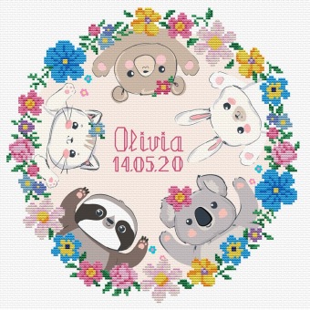 Voorbedrukt borduurpakket Needleart World 'Sweet Baby Birth Sampler' NW-NC650-038