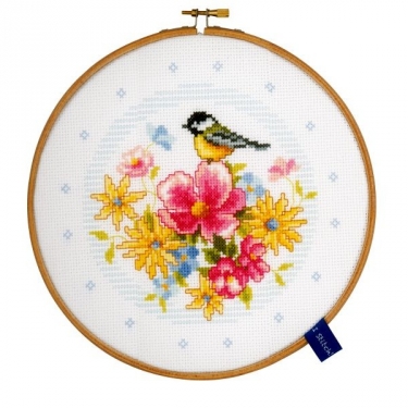 Kit de broderie Mésange avec Fleurs