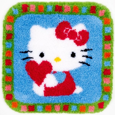 Knooptapijt Hello Kitty met Hartje