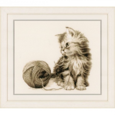 Kit de broderie Chat avec Boule de Laine