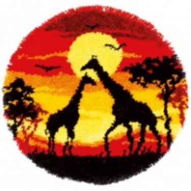 Knooptapijt Giraf Sunset