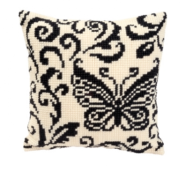 Coussin Papillon Blanc-Noir