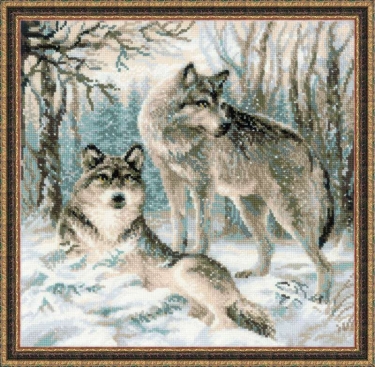 Borduurpakket Wolven in de sneeuw