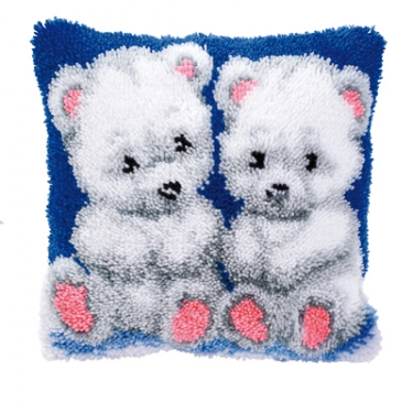 Coussin 2 Oursons en peluche