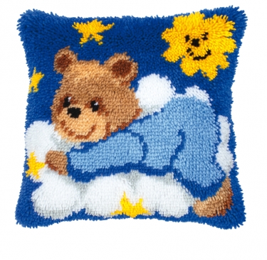 Kussen Teddybeer op Wolk blauw