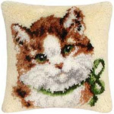 Coussin Chat avec des rubans verts