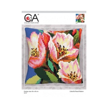 Kruissteekkussen Colorful Floral Pattern