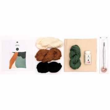 Punch Needle Kussen Mustard/Green