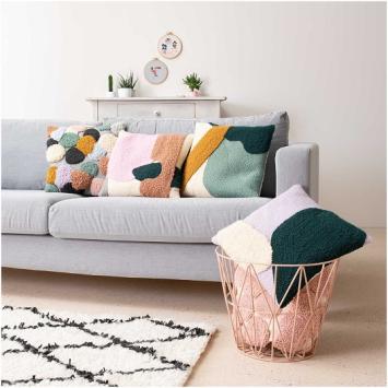 Punch Needle Kussen Mustard/Green