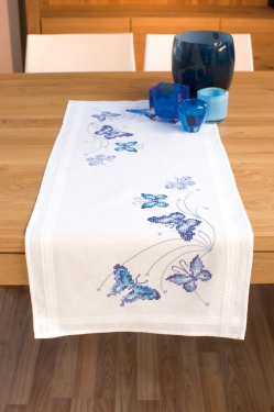 Chemin de table Papillons Bleus