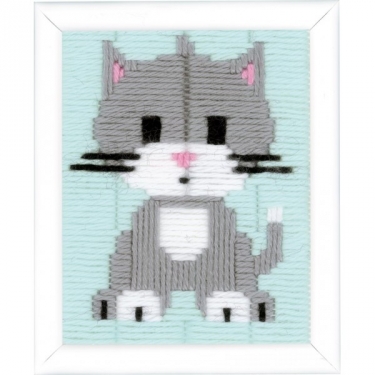 Kit de Broderie point lancé Chaton Gris