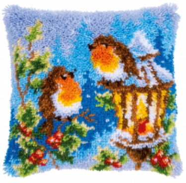Coussin Rouges-gorges dans la Neige